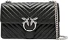 A black quilted leather handbag with a silver bird logo and chain strap. Anteprima dell’immagine prodotto