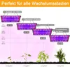 Diagram showing different growth stages of plants with corresponding LED grow light heights and PAR values. Produktbild-Vorschau