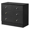 A black dresser with four drawers and gold knobs is shown against a white background. Produktbild-Vorschau