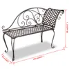 A metal garden bench with dimensions indicated by red lines and text. Podgląd zdjęcia produktu