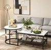 INONEFT 2er-Set Couchtische, Beistelltische, Marmoroptik, Produktbild-Vorschau 1