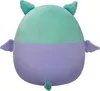 A plush toy from behind, with teal ears and wings, and a teal and purple body. Produktbild-Vorschau