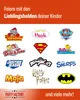 A collage of various cartoon and comic book character logos and branding, presented on a white background with an orange header and footer. Produktbild-Vorschau
