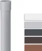 A grey plastic downpipe and a set of color swatches. Produktbild-Vorschau