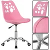 A pink office chair with paw print cutouts on the backrest, shown on a white background. Produktbild-Vorschau