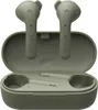 A pair of green wireless earbuds and their charging case are shown against a white background. Produktbild-Vorschau