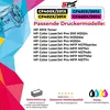 A marketing image for HP toner cartridges, showing compatible printer models and product details. Produktbild-Vorschau