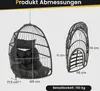 Product dimensions and load capacity are shown for a hanging chair. Podgląd zdjęcia produktu