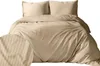 Satin Bettwäsche 160x200 Glatt mit Premium Streifen Beige Produktbild-Vorschau 9