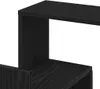 A close-up view of a black wooden shelf unit. Náhled obrázku produktu