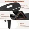 Close-up views of a black plastic lounge chair, highlighting its features with German text labels. Produktbild-Vorschau