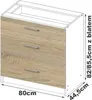 Armadio da Cucina LIMA S80cm con 3 Cassetti Bianco/Dąb Anteprima dell’immagine prodotto 4