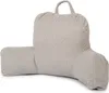 A light gray backrest pillow with armrests is shown against a white background. Náhľad obrázku produktu