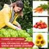 A collage showing a woman gardening, carrots, strawberries, and sunflowers, with promotional text overlaid. Produktbild-Vorschau