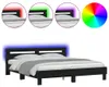 vidaXL Bettgestell mit Kopfteil und LED-Beleuchtung Schwarz Produktbild-Vorschau 1