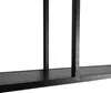 A close-up view of the bottom section of a black metal shelf unit, showing its base and vertical supports against a white background. Anteprima dell’immagine prodotto