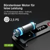 Close-up of a treadmill motor and display, with marketing text. Produktbild-Vorschau