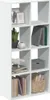A white cube shelf unit filled with various decorative items and books. Podgląd zdjęcia produktu