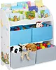 Relaxdays Kinderregal, 4 Boxen, Lagerfeuer Motiv, Spielzeug Produktbild-Vorschau 1