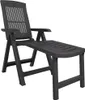 A dark gray plastic sun lounger is shown against a white background. Voir les images du produit