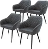 A set of four anthracite dining chairs with diamond quilting and black metal legs, presented against a white background. Náhľad obrázku produktu