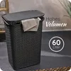 Novaliv Rattan Wäschekorb mit Deckel 60L Schwarz, Wäschebox Produktbild-Vorschau 4