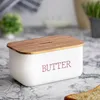 Miska na máslo | AVILA | bílá s akátovým víkem | 15x10x7 cm Náhled obrázku produktu 2