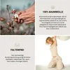 A collage of images showcasing cotton, text about cotton properties, and a woman with a pillow. Produktbild-Vorschau