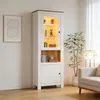 Vitrine en verre 70 x 40 x 188 cm, blanc et naturel, Voir les images du produit 3