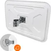 The back of a white rectangular traffic mirror with a metal mounting bracket attached. Podgląd zdjęcia produktu