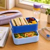 Snídaňová krabička Lunchbox 1600 ml, modrá, dvoupatrová Náhled obrázku produktu 8
