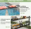 A grill pavilion with various shelves and hooks, showcasing storage options for food and utensils. Produktbild-Vorschau