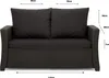 A front view of a dark gray outdoor sofa with cushions, showing dimensions. Anteprima dell’immagine prodotto