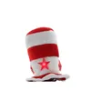 A small, festive hat with red and white stripes and red star embellishments, some of which are lit. Produktbild-Vorschau