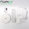 The image shows the components of a white LUMILED floor lamp laid out on a white background, ready for assembly. Anteprima dell’immagine prodotto