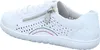 A white leather sneaker with perforated details and a zipper. Voir les images du produit