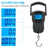 A portable digital scale and its various display readings are shown. Náhled obrázku produktu