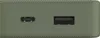 A close-up view of the side of a green power bank, showing its USB-C and USB-A ports. Produktbild-Vorschau