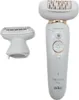 A white electric epilator and its attachment are displayed against a white background. Náhľad obrázku produktu