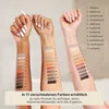 Three arms are shown with swatches of makeup applied, numbered to correspond with color names listed on the right. Produktbild-Vorschau