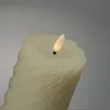 LED Stumpenkerze TWIST - Echtwachs - warmweiße 3D Flamme - H: 17,5cm - Batterie - Timer - creme Produktbild-Vorschau