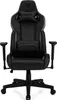 A black and gray gaming chair is shown from the front against a white background. Produktbild-Vorschau
