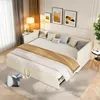 ProximaX Beige-Samt-Ausziehsofa-Bett mit Produktbild-Vorschau 12