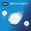 A marketing image for Vaseline, showing a dollop of gel with text highlighting "48h Feuchtigkeit" (48h Moisture) and "Vaseline Gel" with Vitamin E. Produktbild-Vorschau