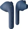 A pair of blue wireless earbuds shown from a side angle against a white background. Produktbild-Vorschau
