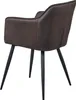 A dark brown upholstered chair with black metal legs, shown from the back and side. Náhled obrázku produktu