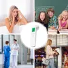 Collage of images showing different scenarios where a thermometer is used, including a sick person, children in school, healthcare professionals, and a traveler. Produktbild-Vorschau