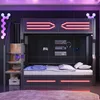 Hochbett 90x200 cm mit LED-Beleuchtung & Treppe, Etagenbett Produktbild-Vorschau 3