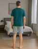 KB Schlafanzug Herren kurz Pyjama Nachtwäsche Türkis Größe Produktbild-Vorschau 4