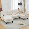 Wohnlandschaft Beige U Form Sofa Grosses 4 Sitzer Couch mit Produktbild-Vorschau 3